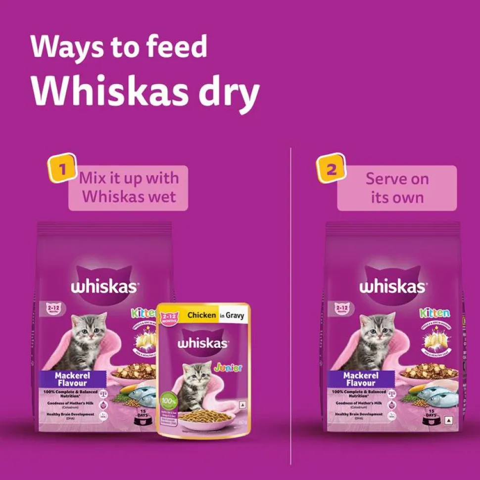 Whiskas Mackerel Flavour Dry Food For (2-12 Months) Kitten