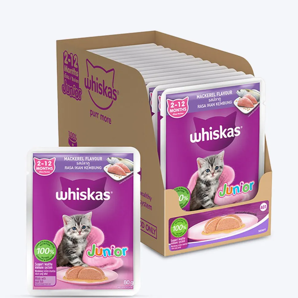 Whiskas Mackerel In Jelly Wet Food For Junior (2-12 Months) Kitten - 80 gm Pack