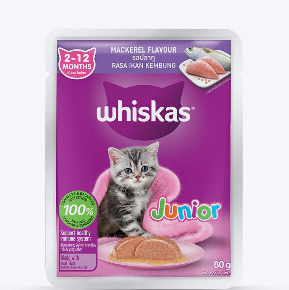 Whiskas Mackerel In Jelly Wet Food For Junior (2-12 Months) Kitten - 80 gm Pack