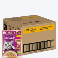 Whiskas Tasty Mix Adult (1+ year) Chicken With Tuna & Carrot in Gravy Wet Cat Food - 70 gm Pack