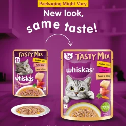 Whiskas Tasty Mix Adult (1+ year) Chicken With Tuna & Carrot in Gravy Wet Cat Food - 70 gm Pack