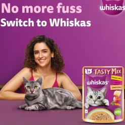 Whiskas Tasty Mix Adult (1+ year) Chicken With Tuna & Carrot in Gravy Wet Cat Food - 70 gm Pack