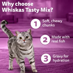 Whiskas Tasty Mix Adult (1+ year) Chicken With Tuna & Carrot in Gravy Wet Cat Food - 70 gm Pack