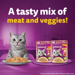 Whiskas Tasty Mix Adult (1+ year) Chicken With Tuna & Carrot in Gravy Wet Cat Food - 70 gm Pack