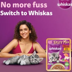 Whiskas Tasty Mix Seafood Cocktail With Carrot In Gravy Wet Food For Junior (2-12 Months) Kitten- 70 gm Pack