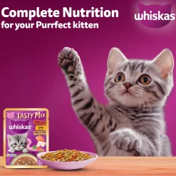 Whiskas Tasty Mix Seafood Cocktail With Carrot In Gravy Wet Food For Junior (2-12 Months) Kitten- 70 gm Pack