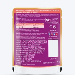 Whiskas Tasty Mix Wet Food Made With Real Fish (Seafood Cocktail & Wakame Seaweed) in Gravy For Adult (1+ year) Cat - 70 gm Pack