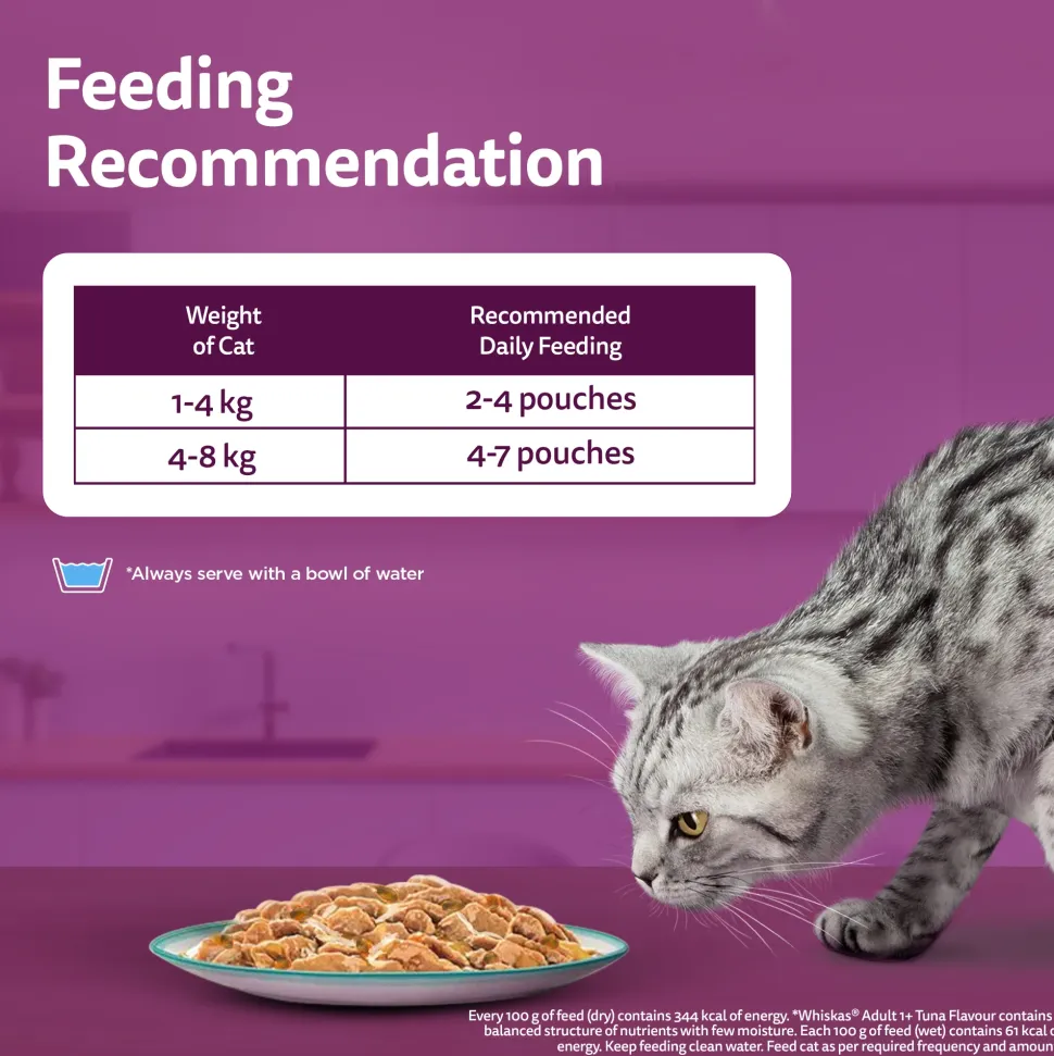 Whiskas Tasty Mix Wet Food Made With Real Fish (Salmon & Wakame Seaweed) With Chicken in Gravy For Adult (1+ year) Cat - 70 gm Pack