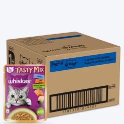 Whiskas Tasty Mix Wet Food Made With Real Fish (Salmon & Wakame Seaweed) With Chicken in Gravy For Adult (1+ year) Cat - 70 gm Pack