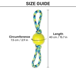 Zeus Fitness TPR & Rope Ball Tug With 2 Hand Loops Fetch Dog Toy - Green/Blue